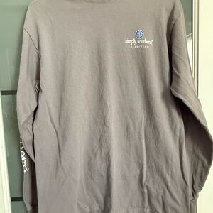 Simply Southern Gray Shirt with Pink Label